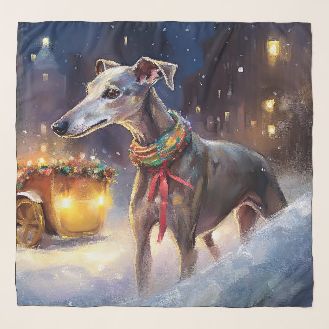 Greyhound Christmas Festive Season  Scarf (Front)
