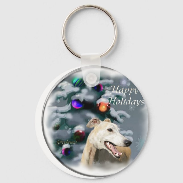 Greyhound Christmas Gifts Keychain (Front)