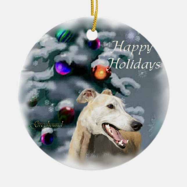 Greyhound Christmas Gifts Ornament (Front)