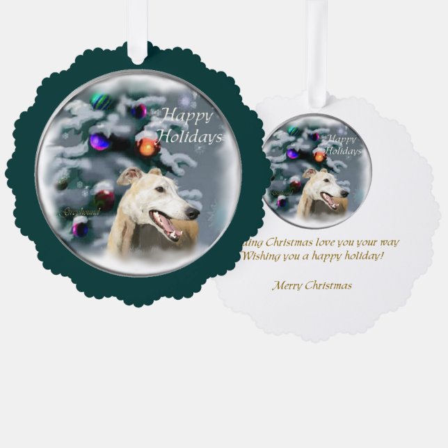 Greyhound Christmas Gifts Ornament Card (Front/Back)