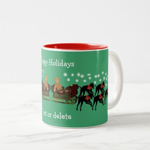 Greyhound Christmas Holiday Personalized Two_Tone Coffee Mug