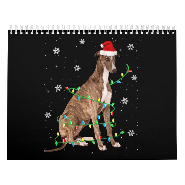 greyhound christmas light cute santa greyhound calendar (Cover)