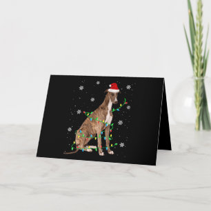greyhound christmas light cute santa greyhound card