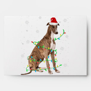 greyhound christmas light cute santa greyhound envelope