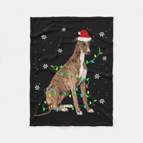 greyhound christmas light cute santa greyhound fleece blanket