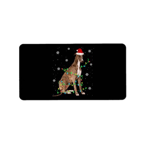 greyhound christmas light cute santa greyhound label