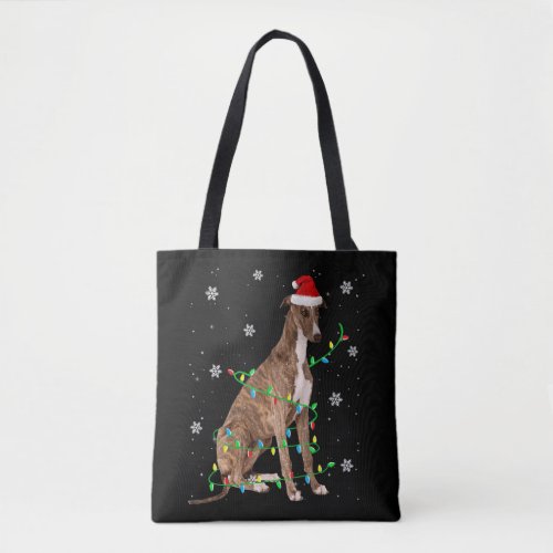 greyhound christmas light cute santa greyhound tote bag