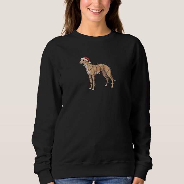 Greyhound Christmas Lights - Santa Dog Sweatshirt (Front)