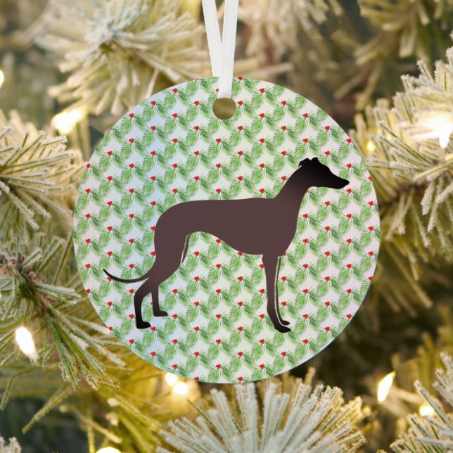 Greyhound Christmas Metal Ornament (Insitu)