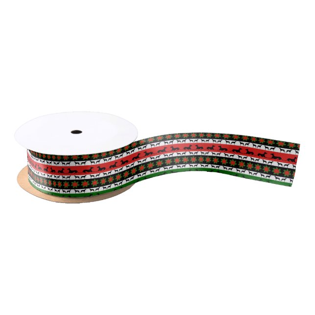 Greyhound Christmas Silhouettes  Satin Ribbon (Spool)