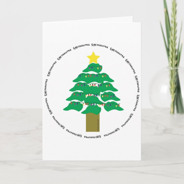 Greyhound Christmas Tree 2007 Holiday Card (Front)