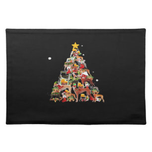 Greyhound Christmas Tree Lights Funny Dog Xmas Gif Cloth Placemat