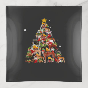 Greyhound Christmas Tree Lights Funny Dog Xmas Gif Trinket Tray