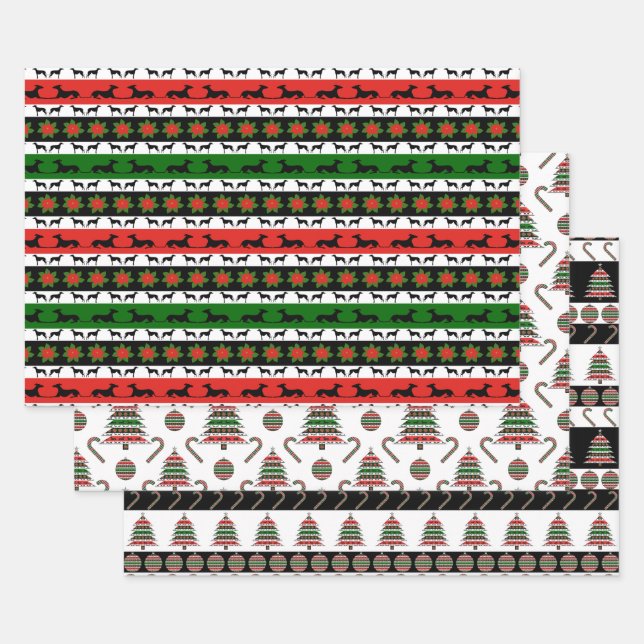 Greyhound Christmas Variety Wrapping Paper Sheets (Set)
