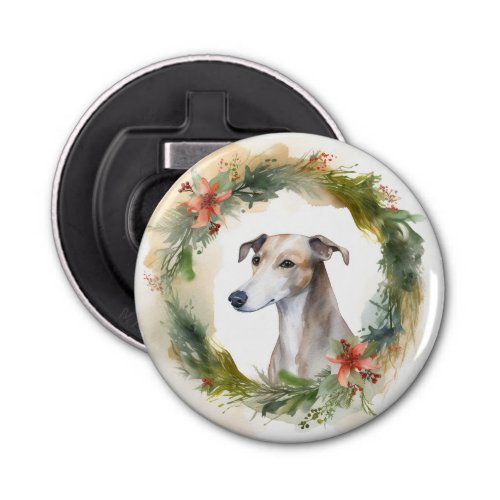 Greyhound Christmas Wreath Festive Pup  Bottle Opener