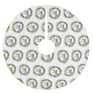 Greyhound Christmas Wreath Festive Pup Brushed Polyester Tree Skirt