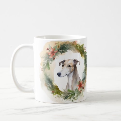 Greyhound Christmas Wreath Festive Pup  Coffee Mug