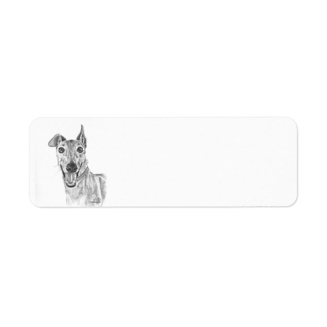 Greyhound Closeup Drawing Label (Front)