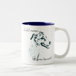 Greyhound Cold Nose, Warm Heart Two-Tone Coffee Mug