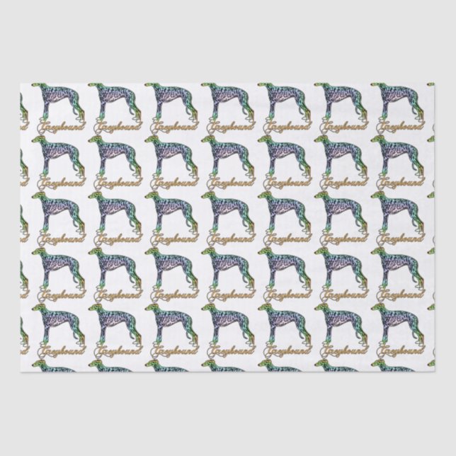 Greyhound Colorful Brindle Tissue Paper (Front)