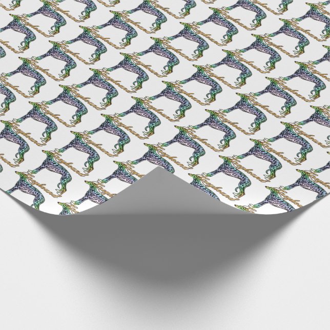 Greyhound Colorful Brindle Wrapping Paper (Corner)