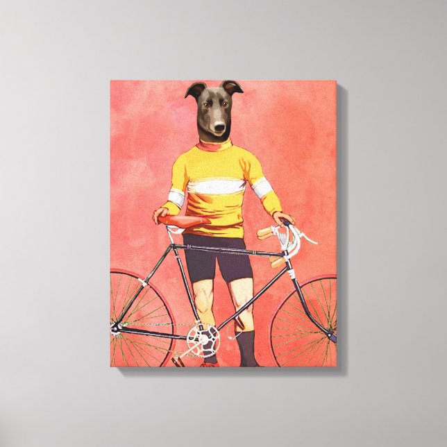 Greyhound Cyclist Canvas Print (Front)