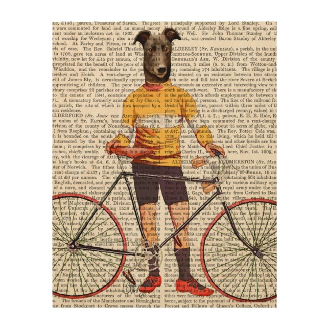 Greyhound Cyclist Wood Wall Art (Front)