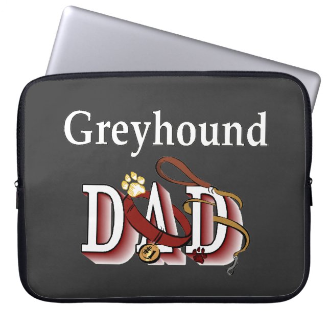 Greyhound Dad Laptop Sleeve (Front)