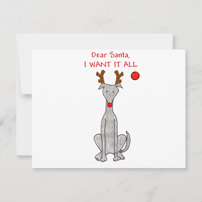 Greyhound Dear Santa Holiday Card (Front)