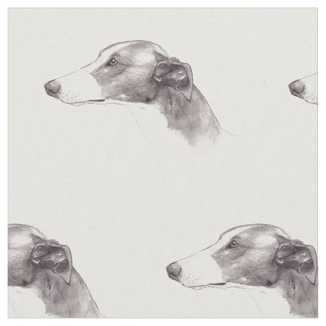 Greyhound Dog Art Fabric (Close Up)