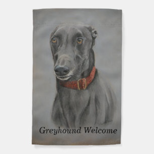 Greyhound Dog Art Garden Flag