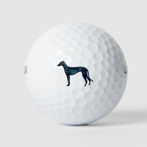 Greyhound Dog Black Watercolor Silhouette Golf Balls