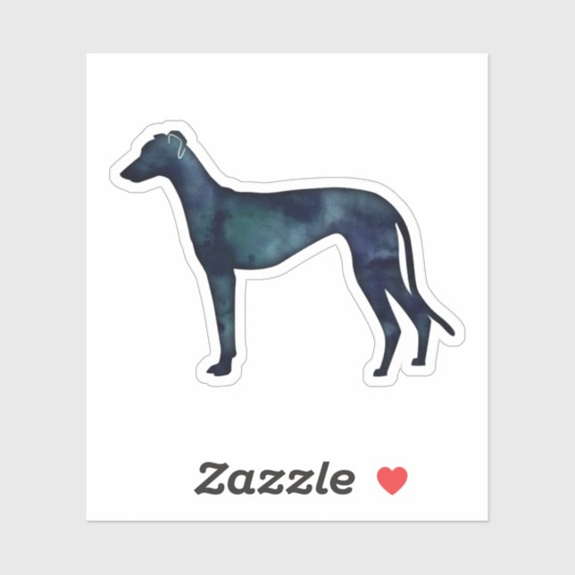 Greyhound Dog Black Watercolor Silhouette Sticker (Sheet)