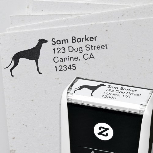 Greyhound Dog Breed Silhouette Return Address Self_inking Stamp