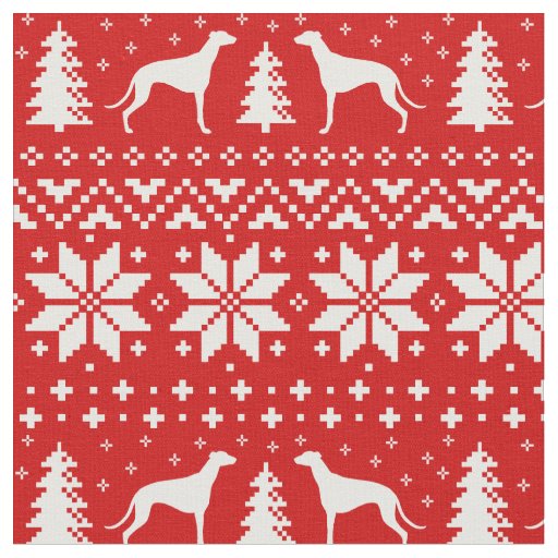 Greyhound Dog Breed Silhouettes Christmas Holiday Fabric