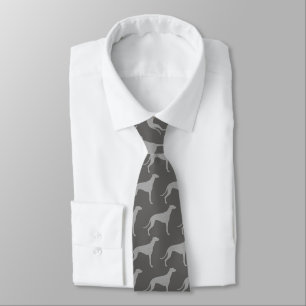 Greyhound Dog Breed Silhouettes Pattern Grey Tie