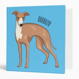 Greyhound dog cartoon illustration 3 ring binder