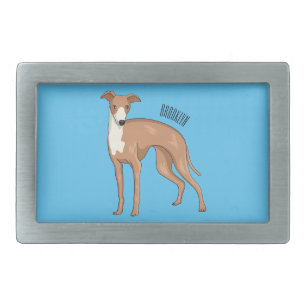 Greyhound dog cartoon illustration belt buckle