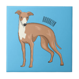 Greyhound dog cartoon illustration ceramic tile