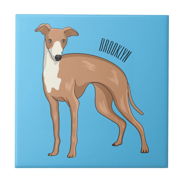 Greyhound dog cartoon illustration  ceramic tile (Front)