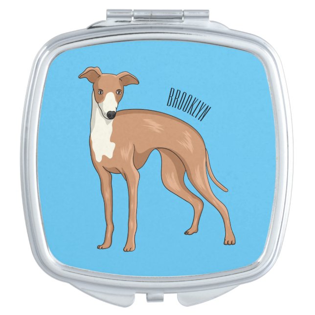 Greyhound dog cartoon illustration  compact mirror (Front)