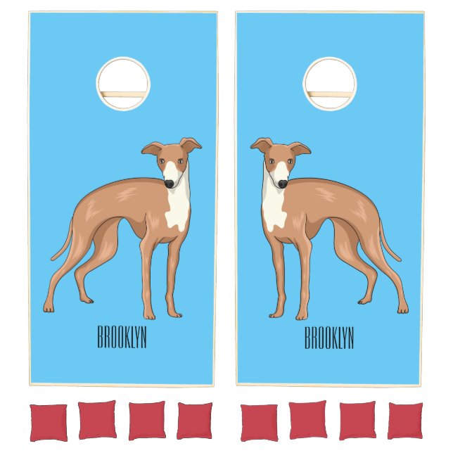 Greyhound dog cartoon illustration  cornhole set (Set)