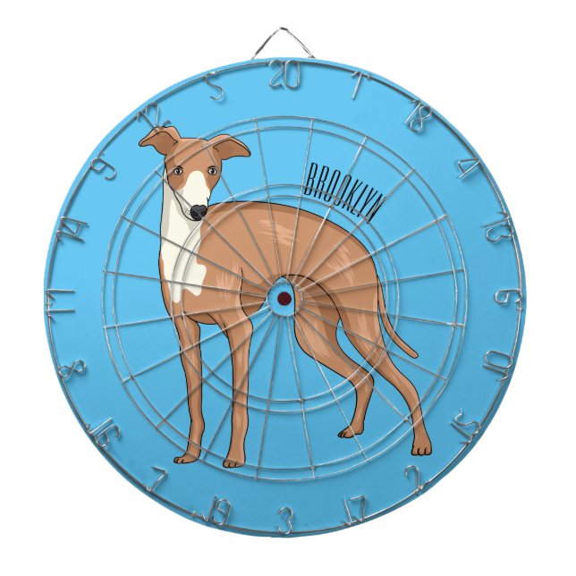 Greyhound dog cartoon illustration  dart board (Front)