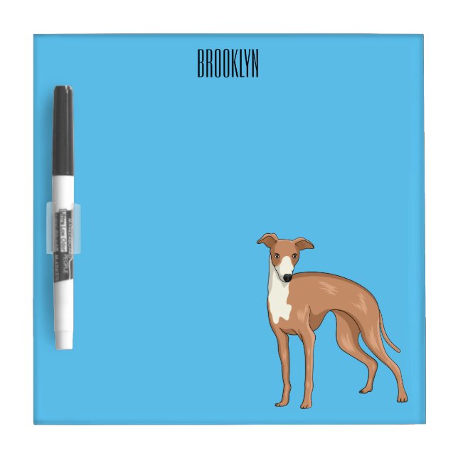 Greyhound dog cartoon illustration  dry erase board (Front)