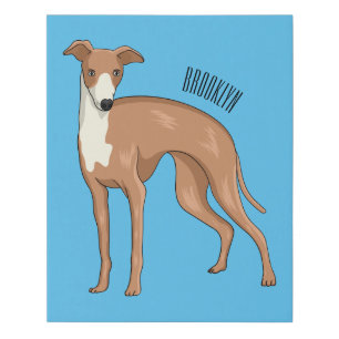 Greyhound dog cartoon illustration faux canvas print