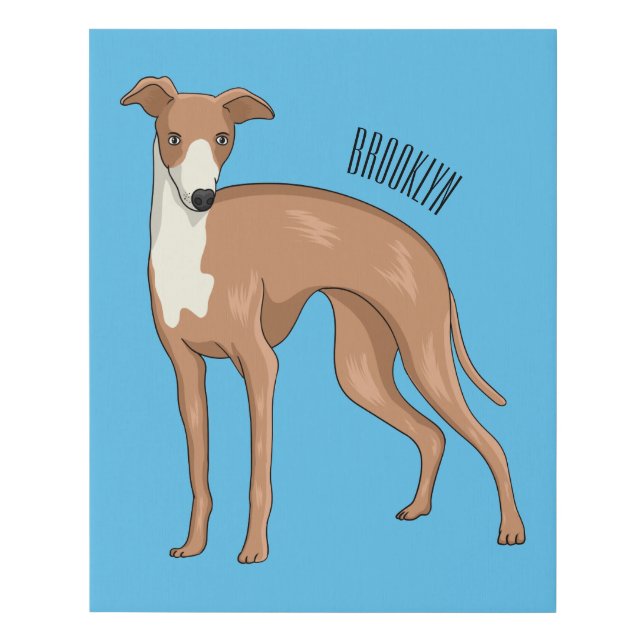 Greyhound dog cartoon illustration  faux canvas print (Front)