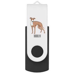 Greyhound dog cartoon illustration  flash drive