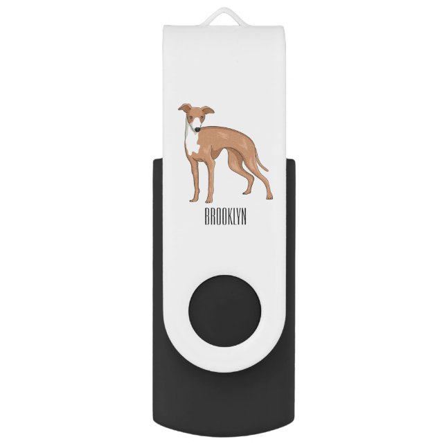 Greyhound dog cartoon illustration  flash drive (Front Vertical)