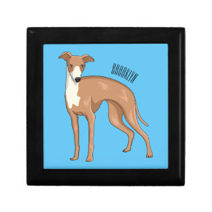 Greyhound dog cartoon illustration gift box