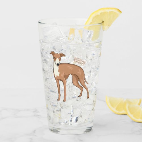 Greyhound dog cartoon illustration glass